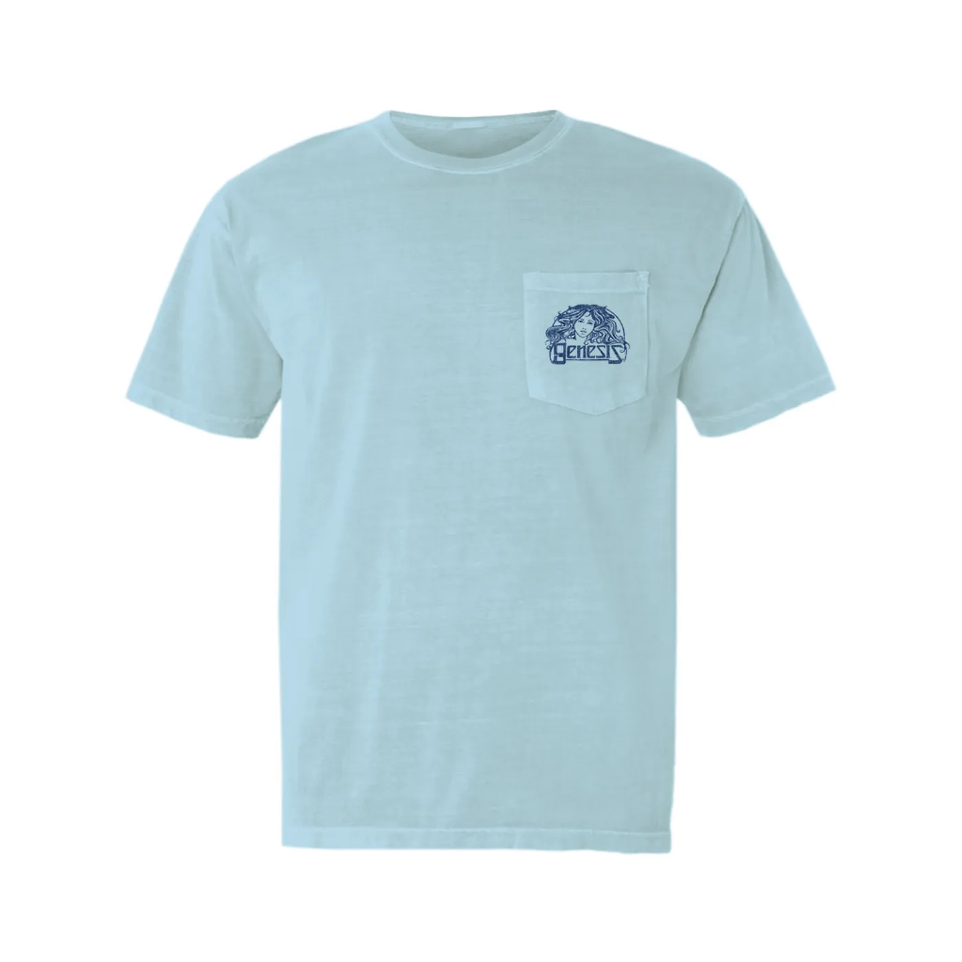 Genesis T-Shirt | Navy Vintage Art Nouveau Logo Distressed  (Merchbar Exclusive) Genesis Pocket T-shirt