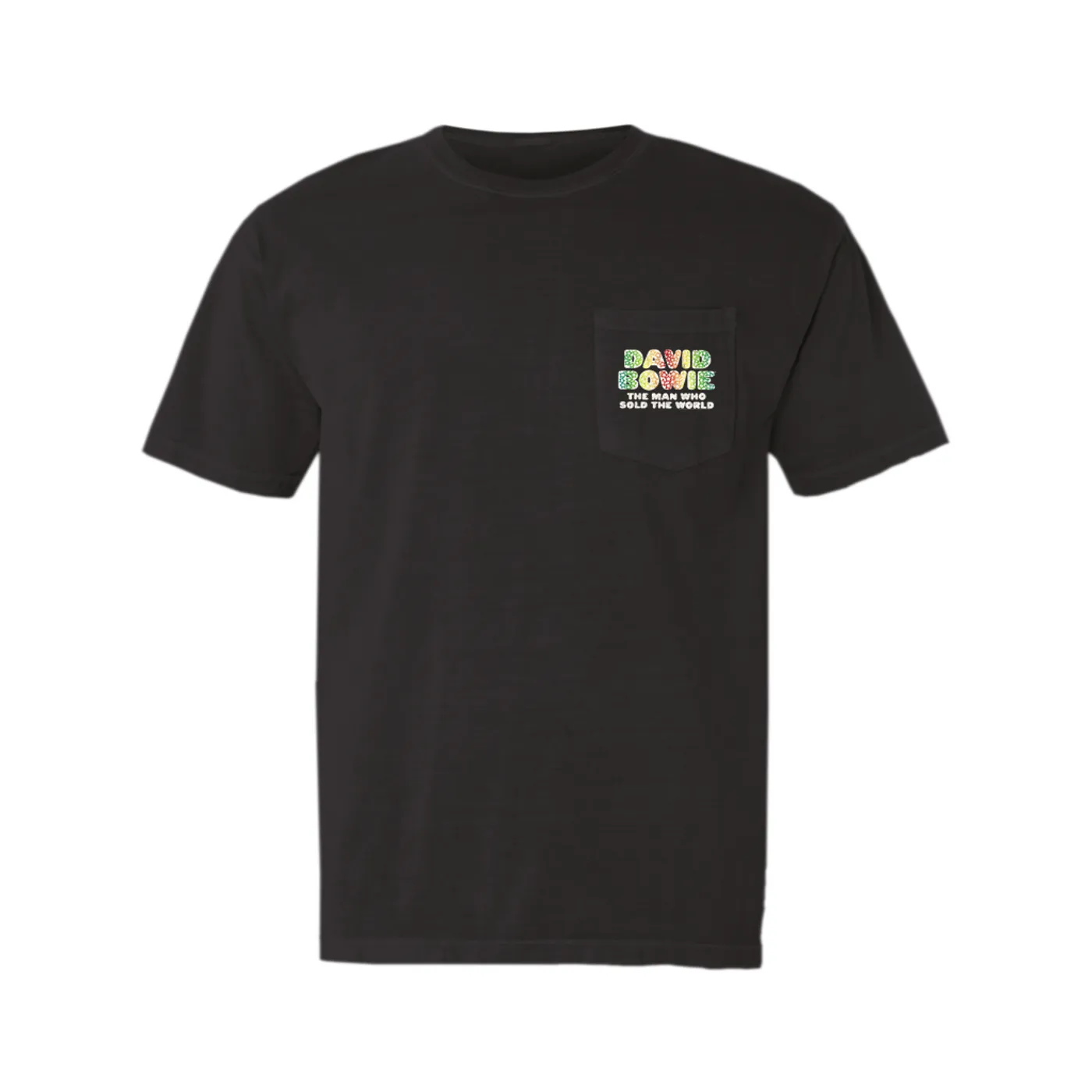 David Bowie T-Shirt | Rainbow Funky The Man Who Sold The World Logo Distressed (Merchbar Exclusive) David Bowie Pocket T-shirt
