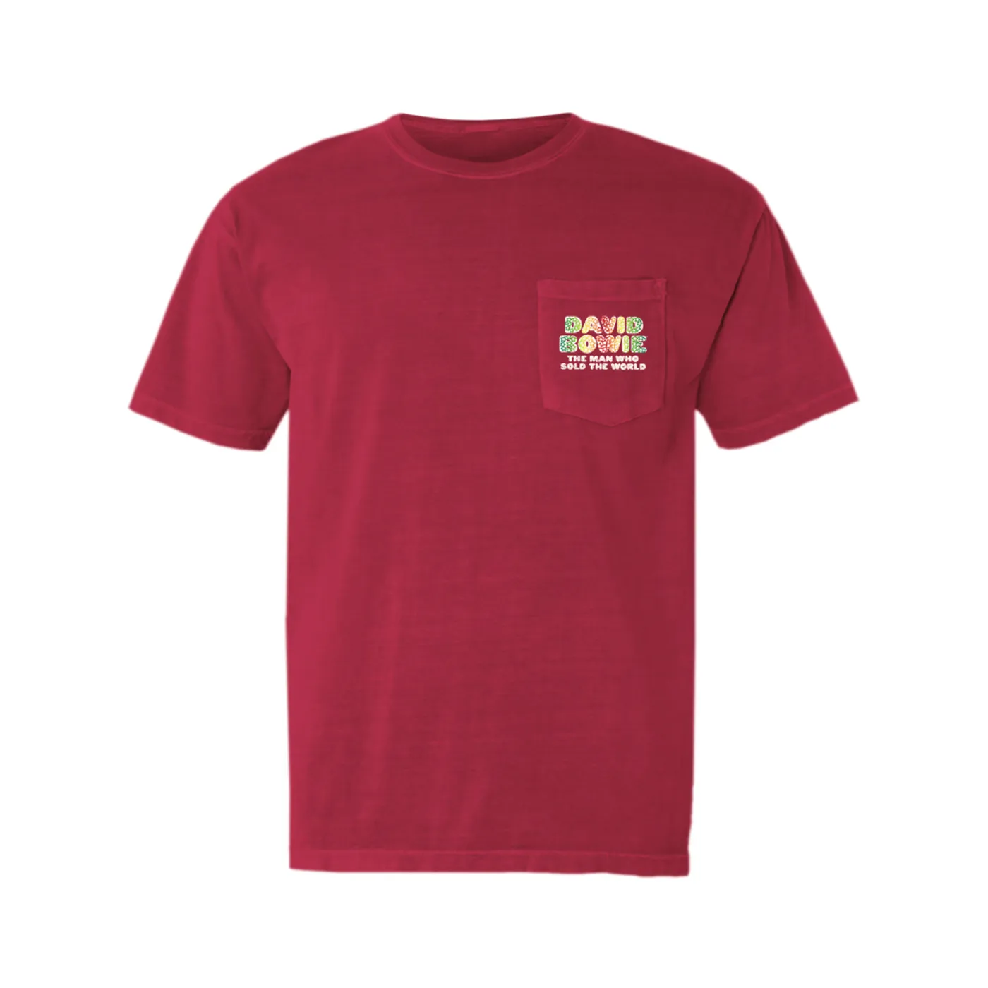 David Bowie T-Shirt | Rainbow Funky The Man Who Sold The World Logo Distressed (Merchbar Exclusive) David Bowie Pocket T-shirt