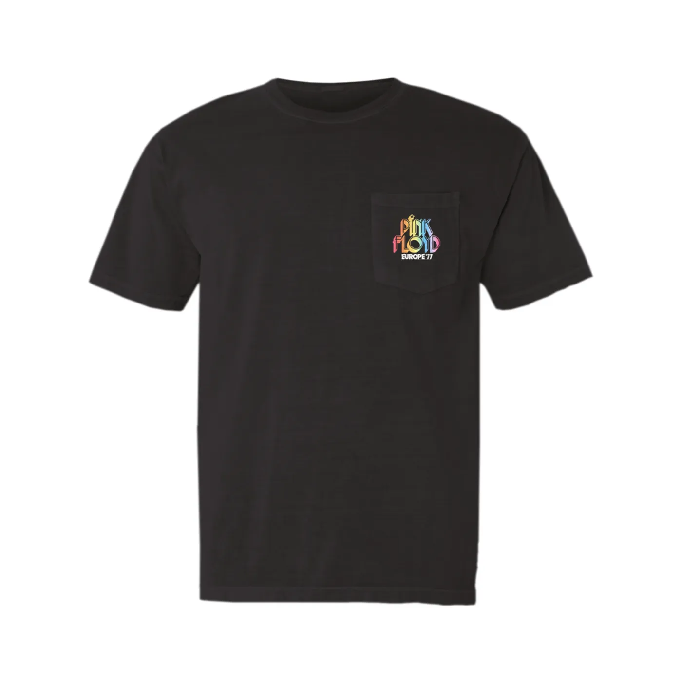 Pink Floyd T-Shirt | Europe '77 Rainbow Ombre Tour Distressed Pink Floyd Pocket T-shirt