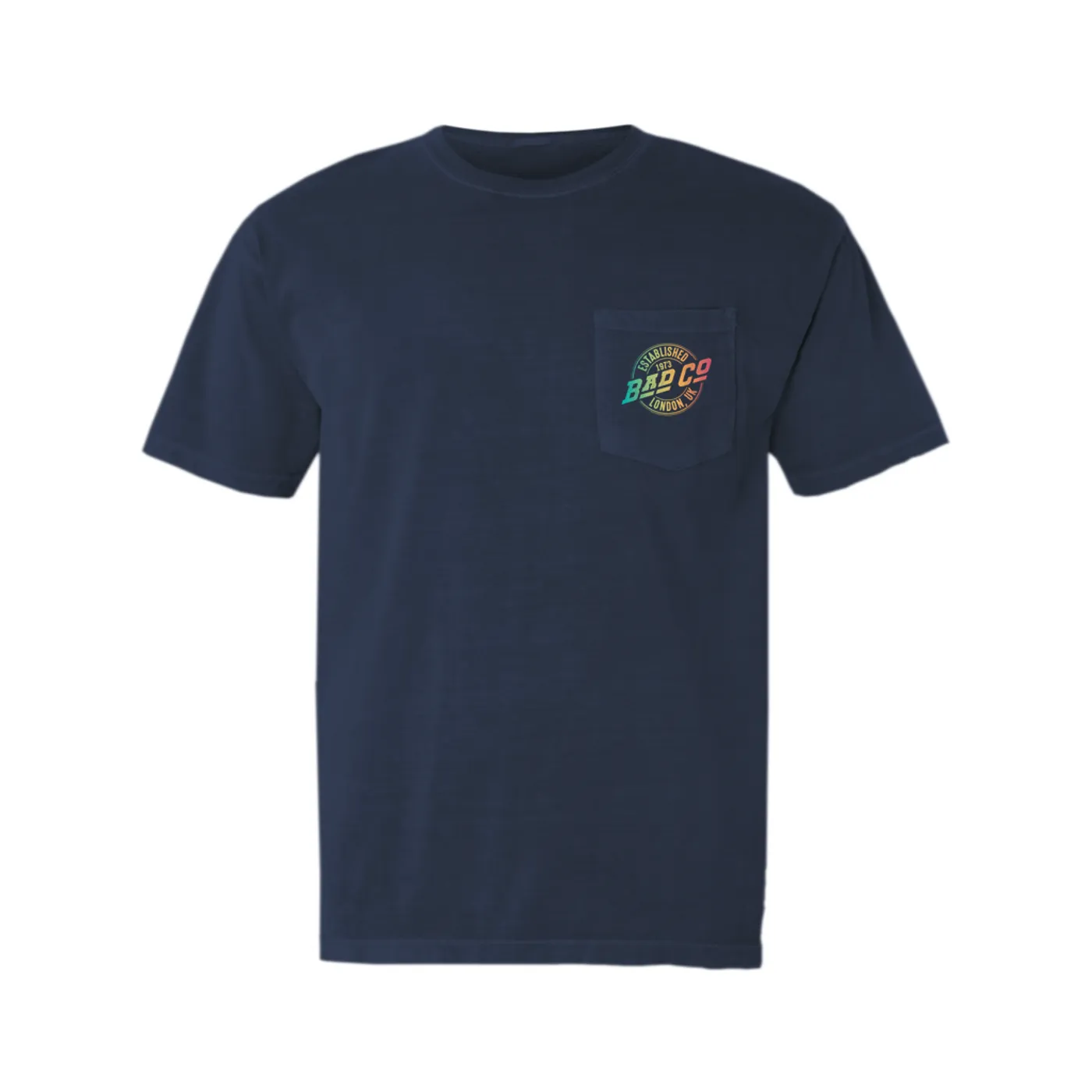 Bad Company T-Shirt | Rainbow Ombre Est. 1973 London Logo (Merchbar Exclusive) Bad Company Pocket T-shirt
