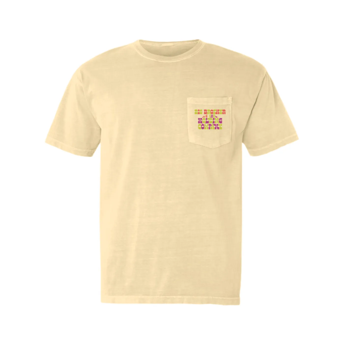 Big Brother & The Holding Company Big Brother and The Holding Co. T-Shirt | BBHC Retro Logo Big Brother and The Holding Co. Pocket T-shirt