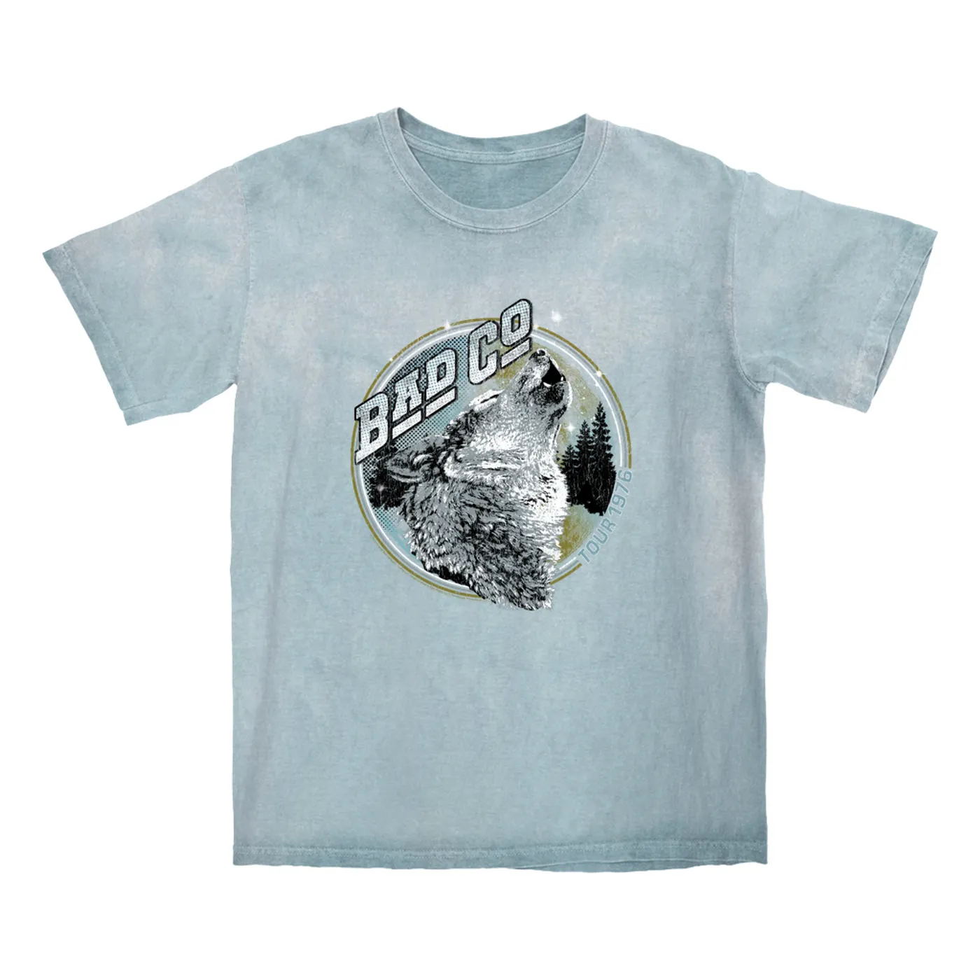 Bad Company T-shirt | Wolf Pack Tour 1976 Distressed Bad Company Color Blast Shirt
