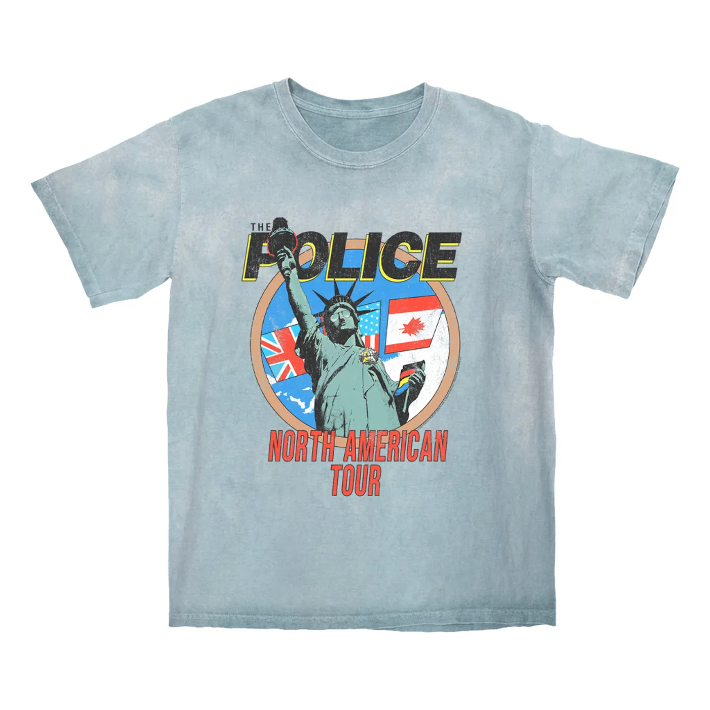 The Police T-shirt | North America 1983 Colorful Concert Promotion Distressed (Merchbar Exclusive) The Police Color Blast Shirt
