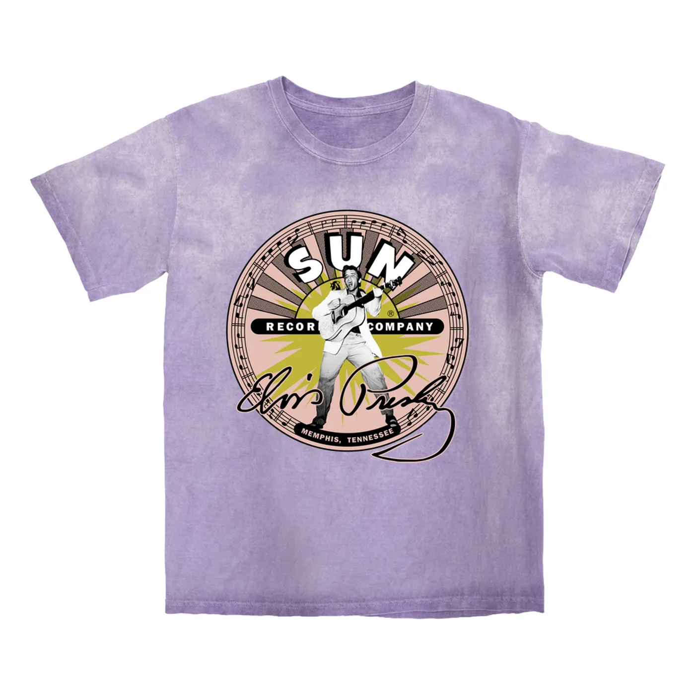 Sun Records T-shirt | Elvis Presley SIgnature With Burst (Merchbar Exclusive) Sun Records Color Blast Shirt