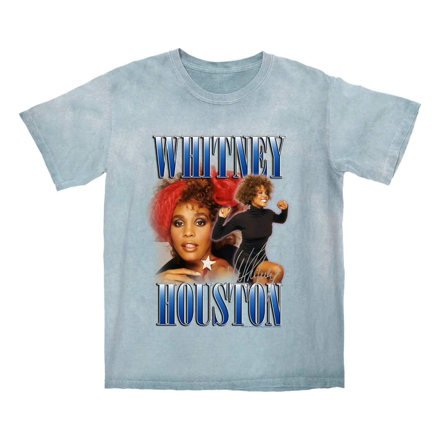 Whitney Houston T-shirt | Blue Collage Duo Whitney Houston Color Blast Shirt