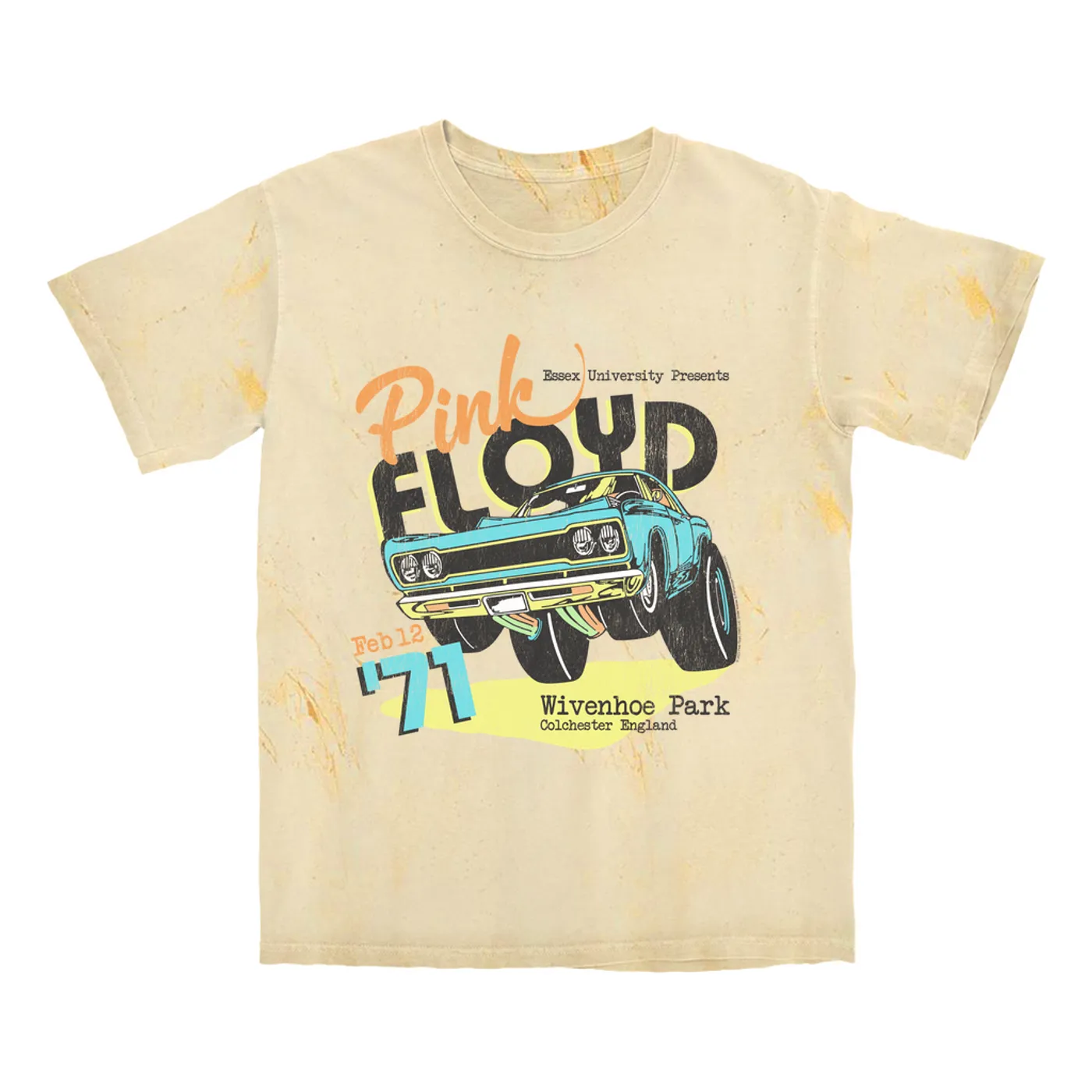 Pink Floyd T-shirt | Essex University Plymouth Roadrunner Concert Promotion Distressed Pink Floyd Color Blast Shirt