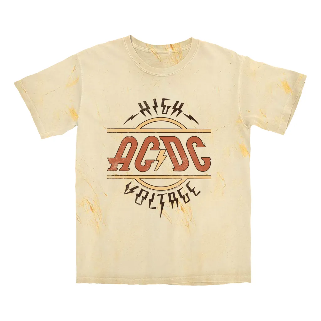 T-shirt | Retro Colored High Voltage Design Distressed Color Blast Shirt