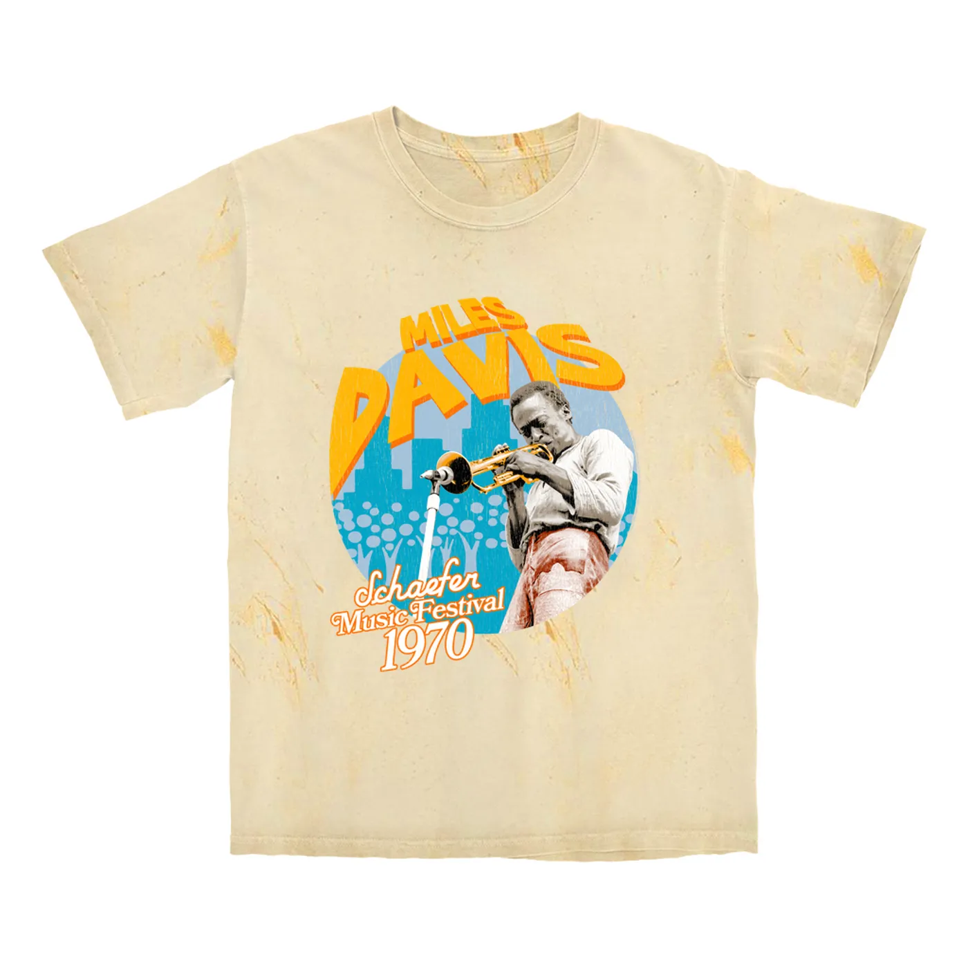 Miles Davis T-shirt | Schaefer Music Fest 1970 Distressed (Merchbar Exclusive) Miles Davis Color Blast Shirt
