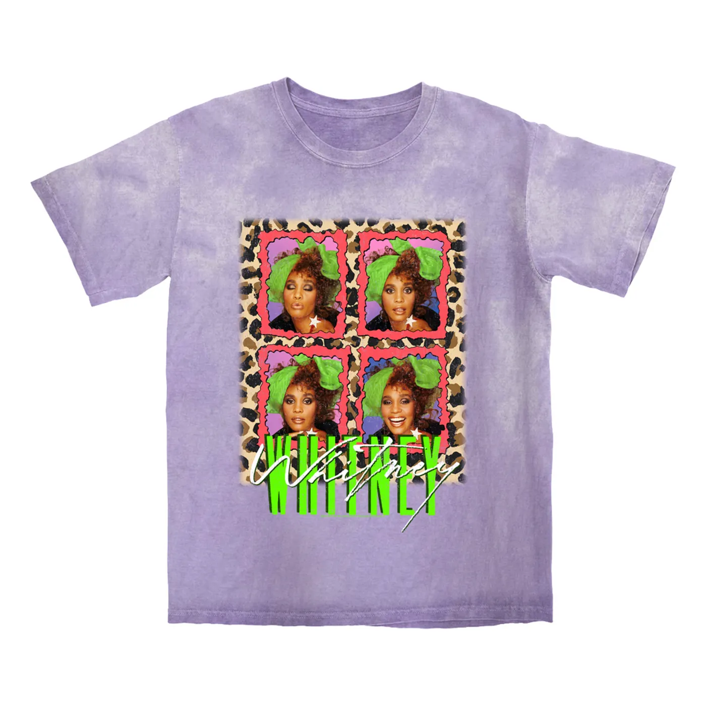Whitney Houston T-shirt | Leopard Pop Art (Merchbar Exclusive) Whitney Houston Color Blast Shirt