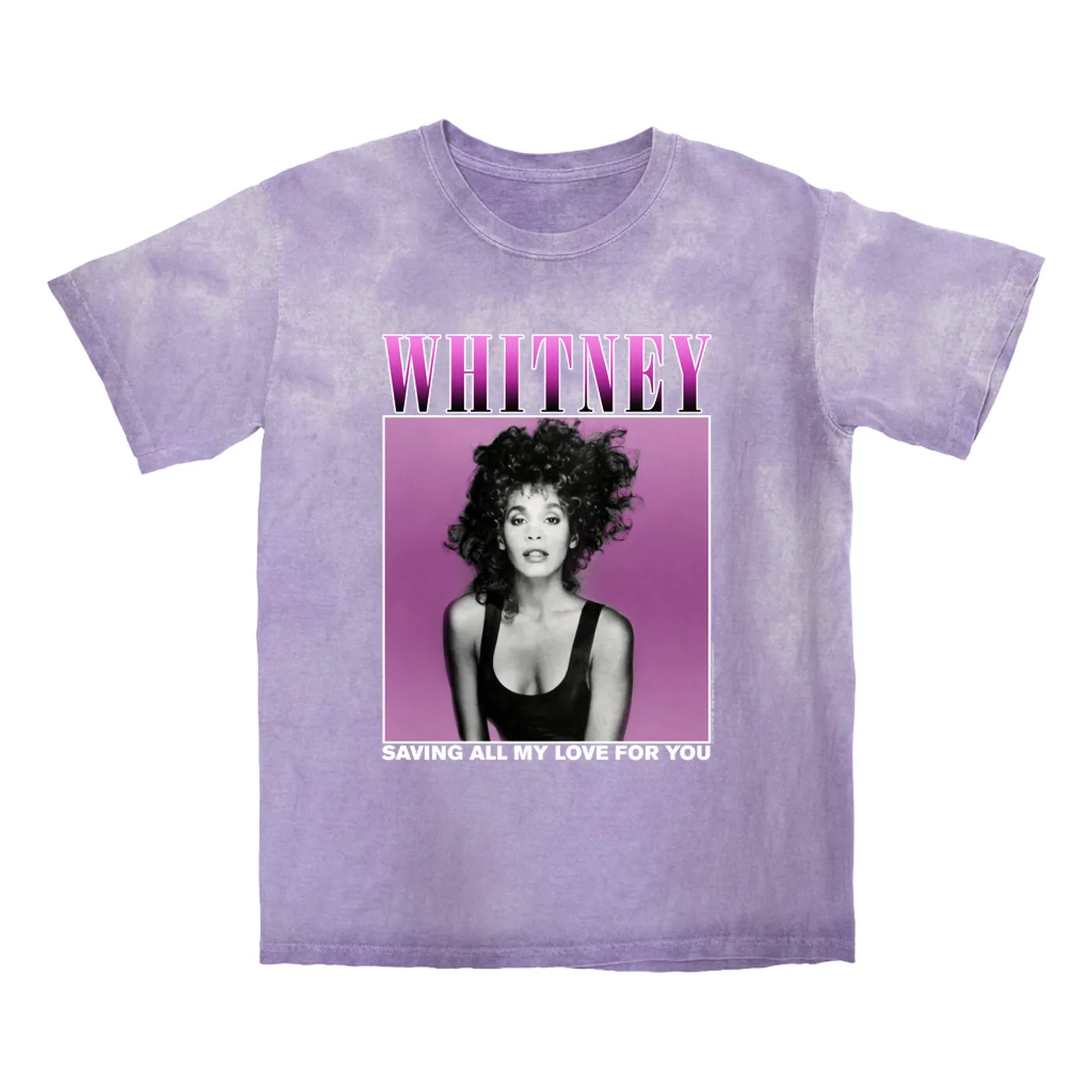 Whitney Houston T-shirt | Saving All My Love For You Ombre Purple Design (Merchbar Exclusive) Whitney Houston Color Blast Shirt