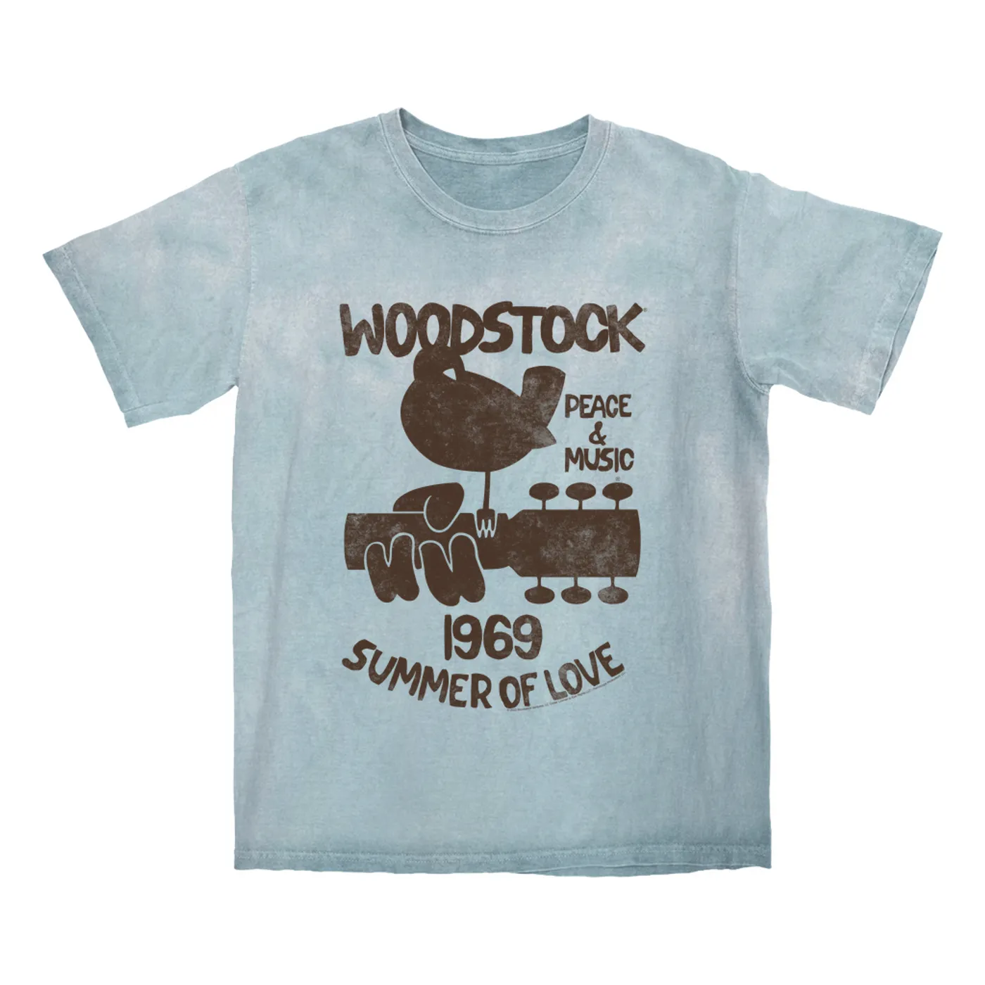 Woodstock T-shirt | Peace And Music 1961 Logo Image Distressed Woodstock Color Blast Shirt