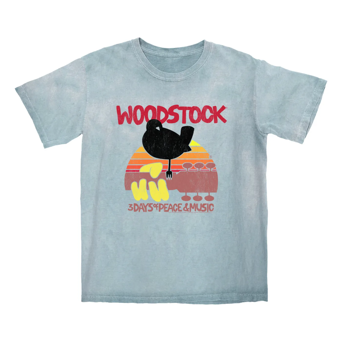 Woodstock T-shirt | Bird And Guitar Woodstock Sunset (Merchbar Exclusive) Woodstock Color Blast Shirt
