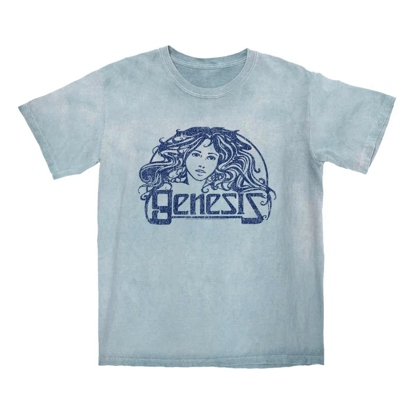Genesis T-shirt | Navy Vintage Art Nouveau Logo Distressed  (Merchbar Exclusive) Genesis Color Blast Shirt