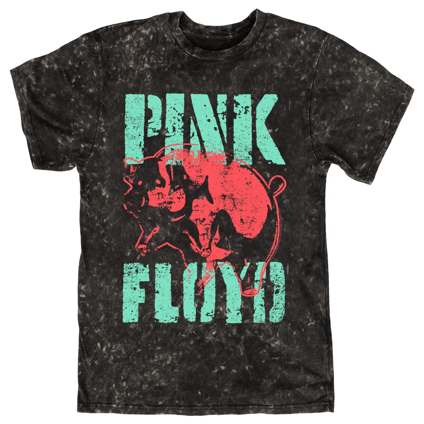 Pink Floyd T-shirt | Red Flying Pig Distressed Pink Floyd Mineral Wash Shirt