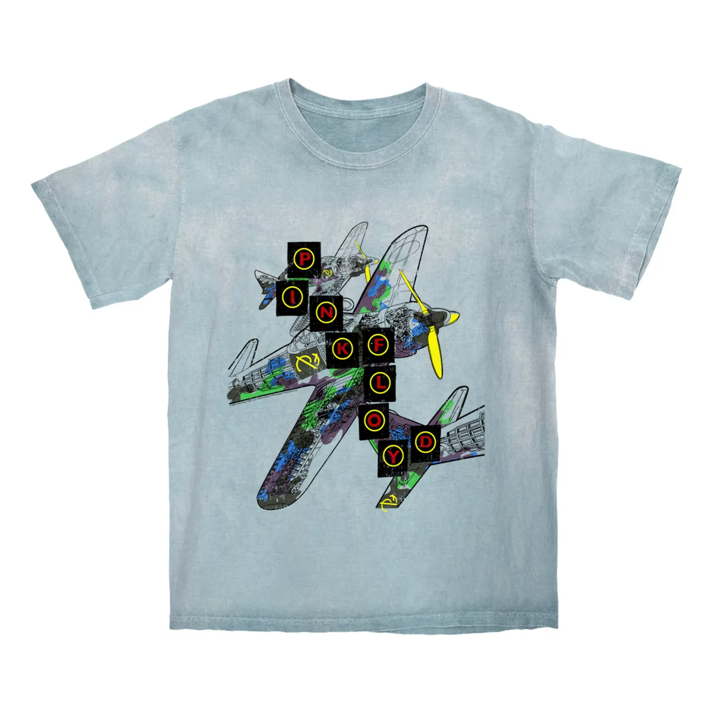 Pink Floyd T-shirt | World Tour Large Planes Design Pink Floyd Color Blast Shirt