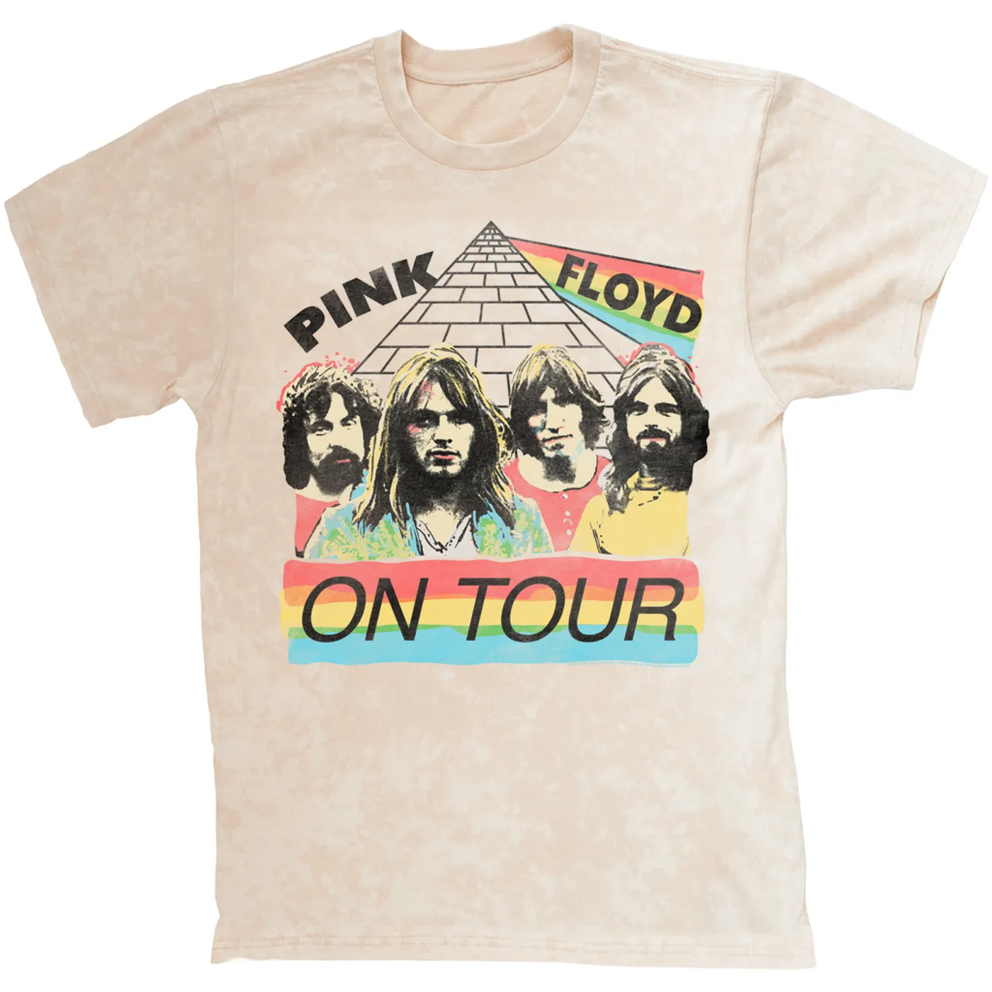 Pink Floyd T-shirt | 1980 Live In Concert Colorful Design Distressed Pink Floyd Mineral Wash Shirt