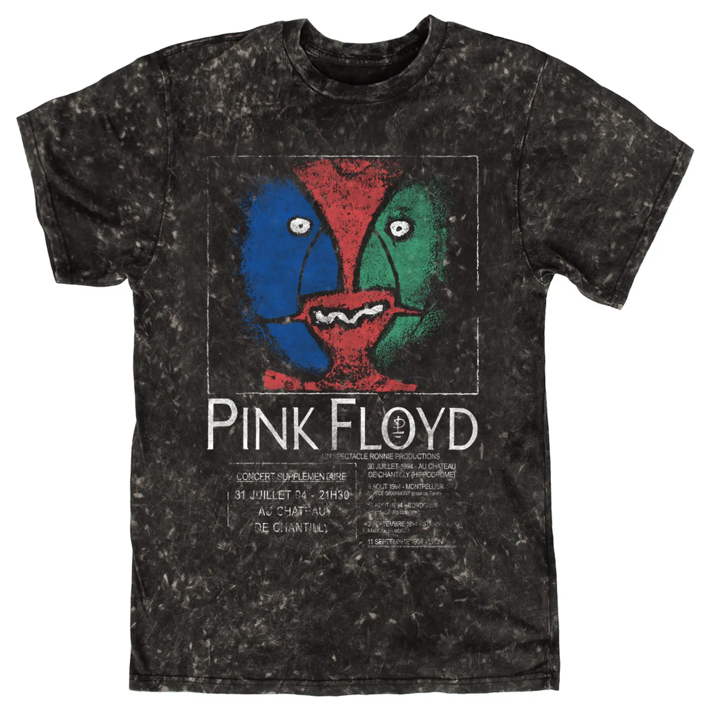Pink Floyd T-shirt | Division Bell France Concert Distressed Pink Floyd Mineral Wash Shirt