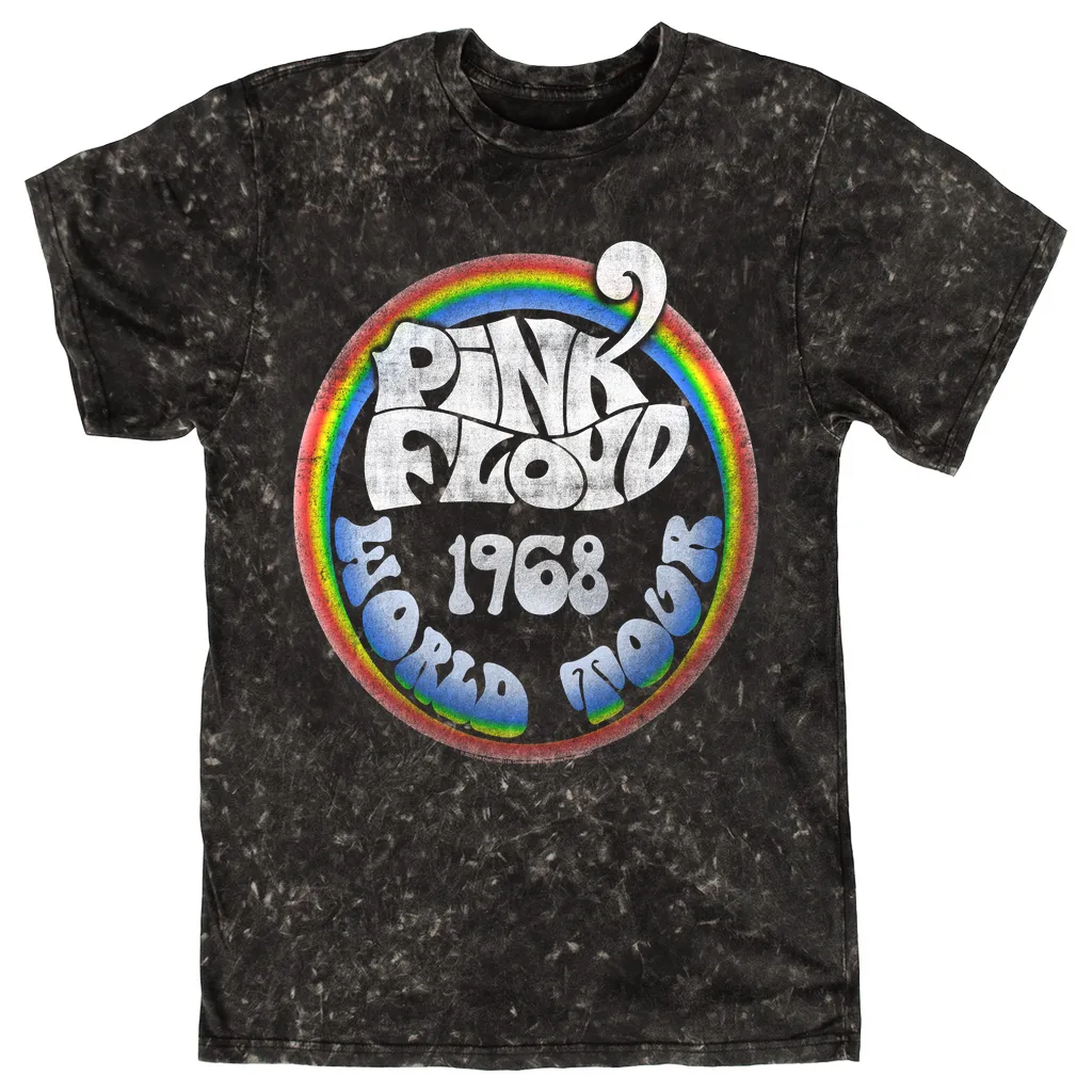 T-shirt | Rainbow Ombre 1968 World Tour Design Distressed Mineral Wash Shirt