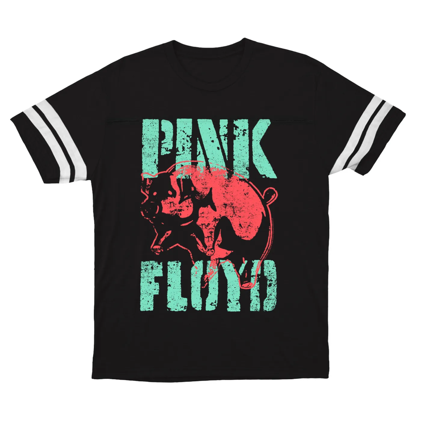 Pink Floyd T-Shirt | Red Flying Pig Distressed Pink Floyd Football Shirt