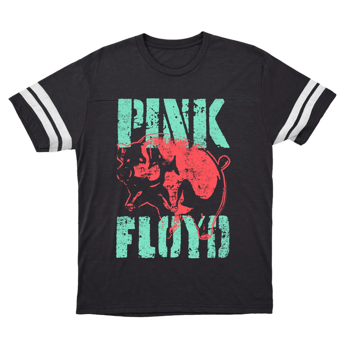Pink Floyd T-Shirt | Red Flying Pig Distressed Pink Floyd Football Shirt