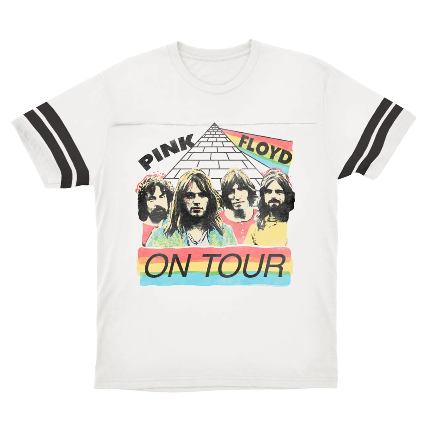 Pink Floyd T-Shirt | 1980 Live In Concert Colorful Design Distressed Pink Floyd Football Shirt