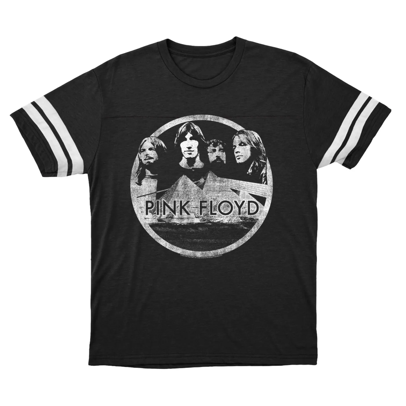 Pink Floyd T-Shirt | Pyramid Black White Design Distressed Pink Floyd Football Shirt