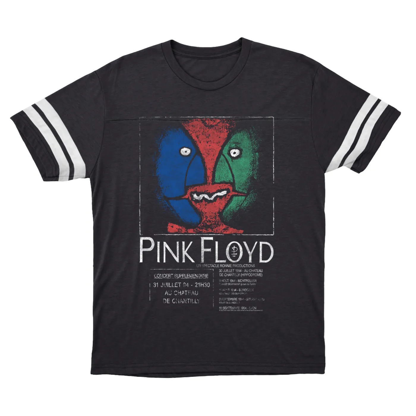 Pink Floyd T-Shirt | Division Bell France Concert Distressed Pink Floyd Football Shirt