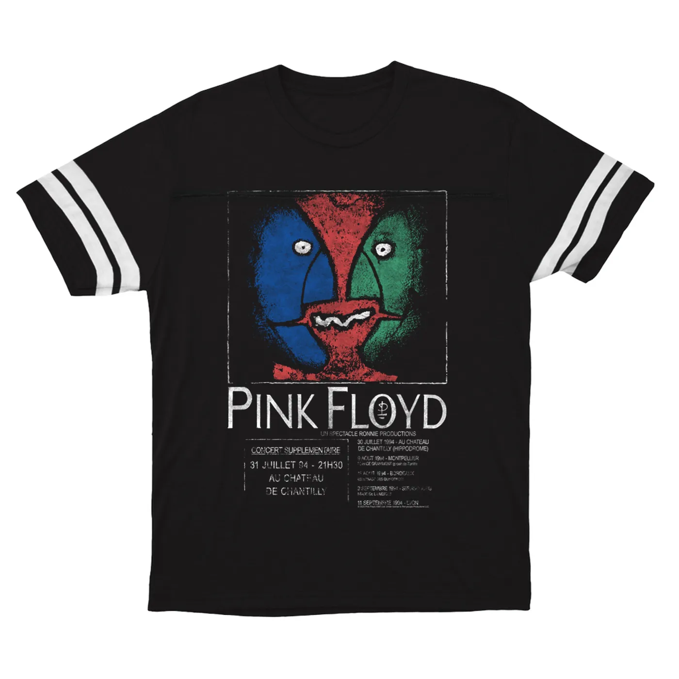 Pink Floyd T-Shirt | Division Bell France Concert Distressed Pink Floyd Football Shirt