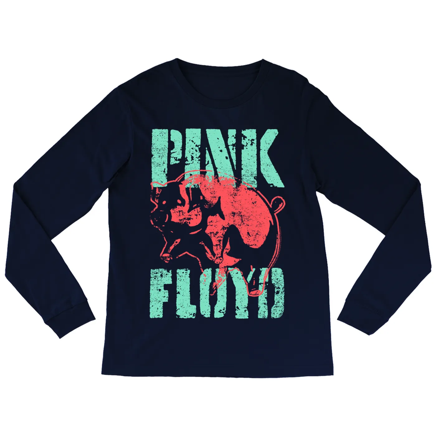 Pink Floyd Long Sleeve Shirt | Red Flying Pig Distressed Pink Floyd Shirt