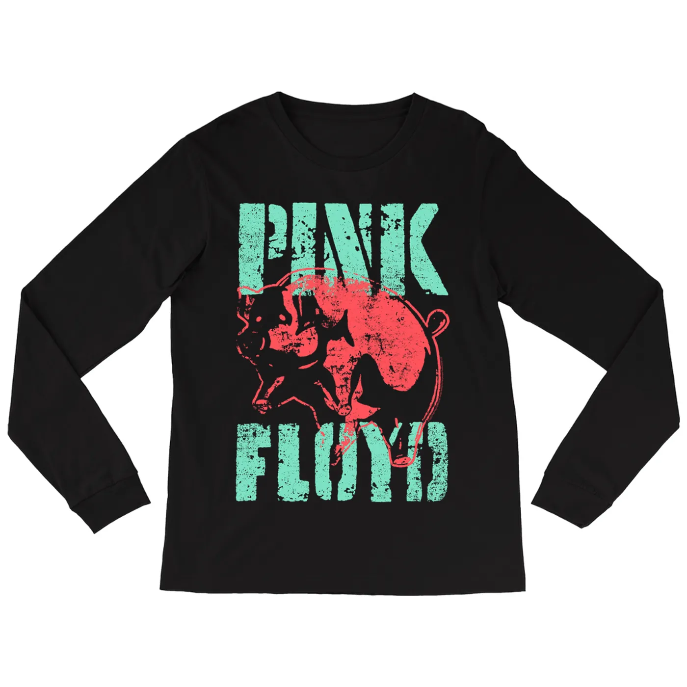 Pink Floyd Long Sleeve Shirt | Red Flying Pig Distressed Pink Floyd Shirt