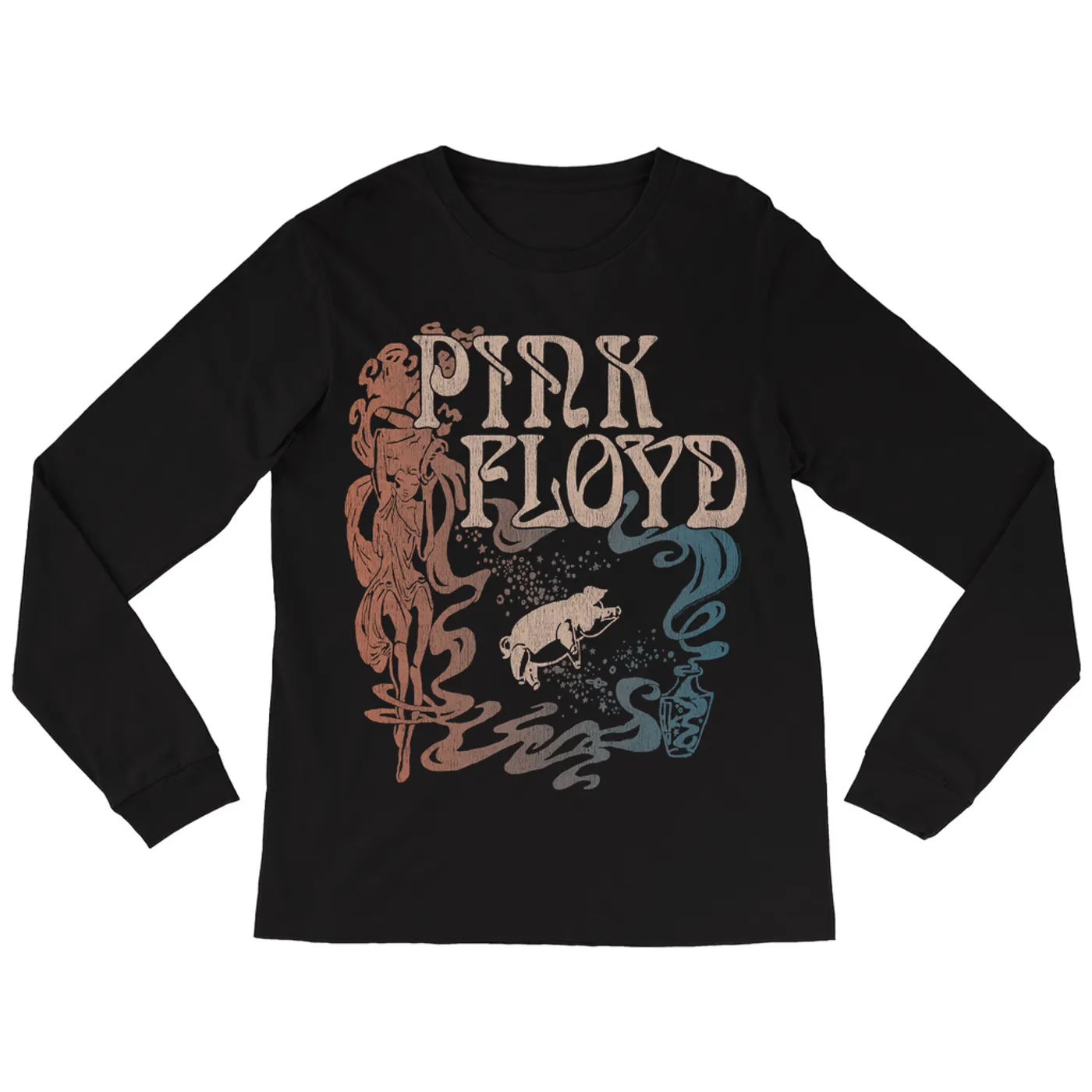 Pink Floyd Long Sleeve Shirt | On Stage Vintage Art Nouveau Animals Design Pink Floyd Shirt