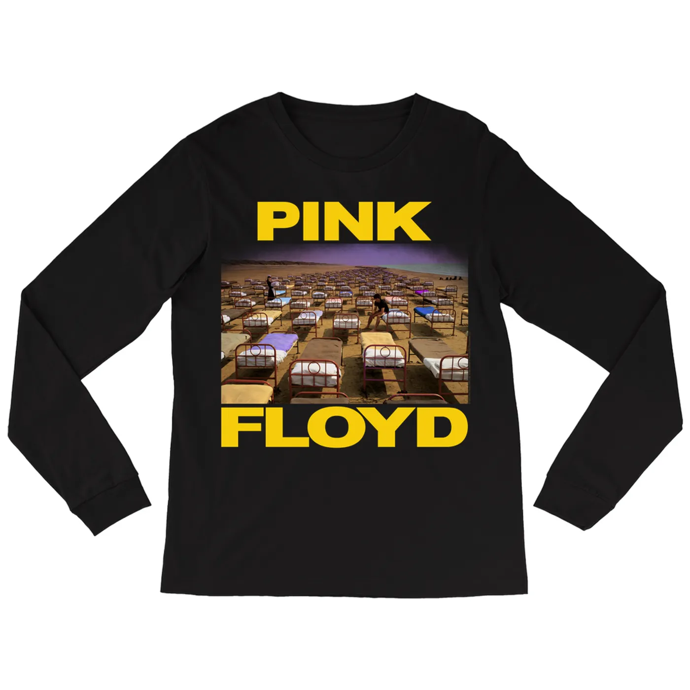 Pink Floyd Long Sleeve Shirt | A Momentary Lapse of Reason Beds Yellow Logo Pink Floyd Shirt