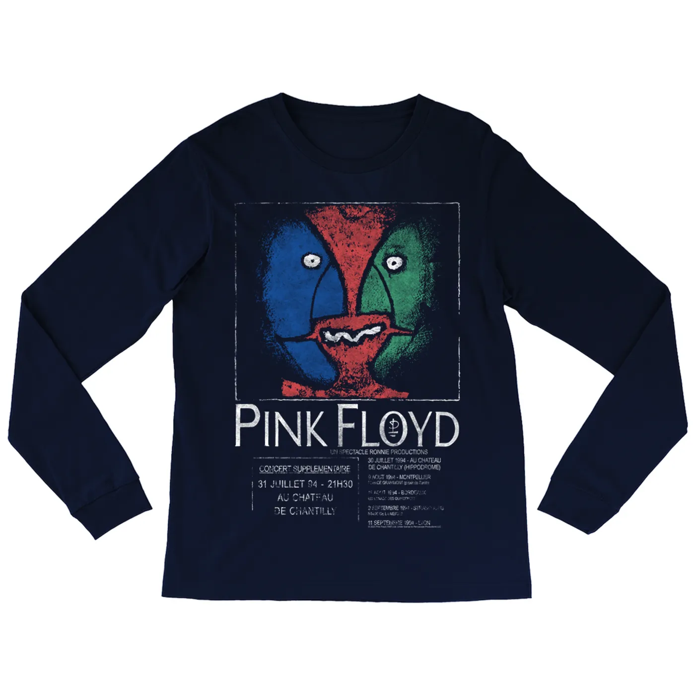 Pink Floyd Long Sleeve Shirt | Division Bell France Concert Distressed Pink Floyd Shirt