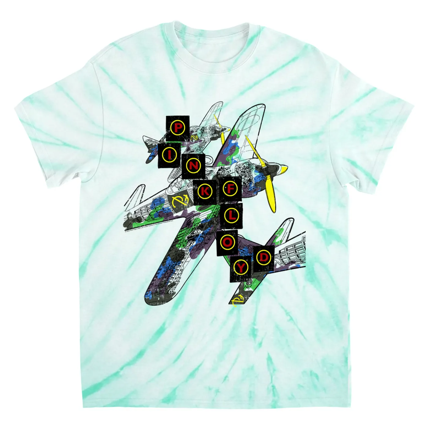 Pink Floyd T-Shirt | World Tour Large Planes Design Pink Floyd Tie Dye Shirt
