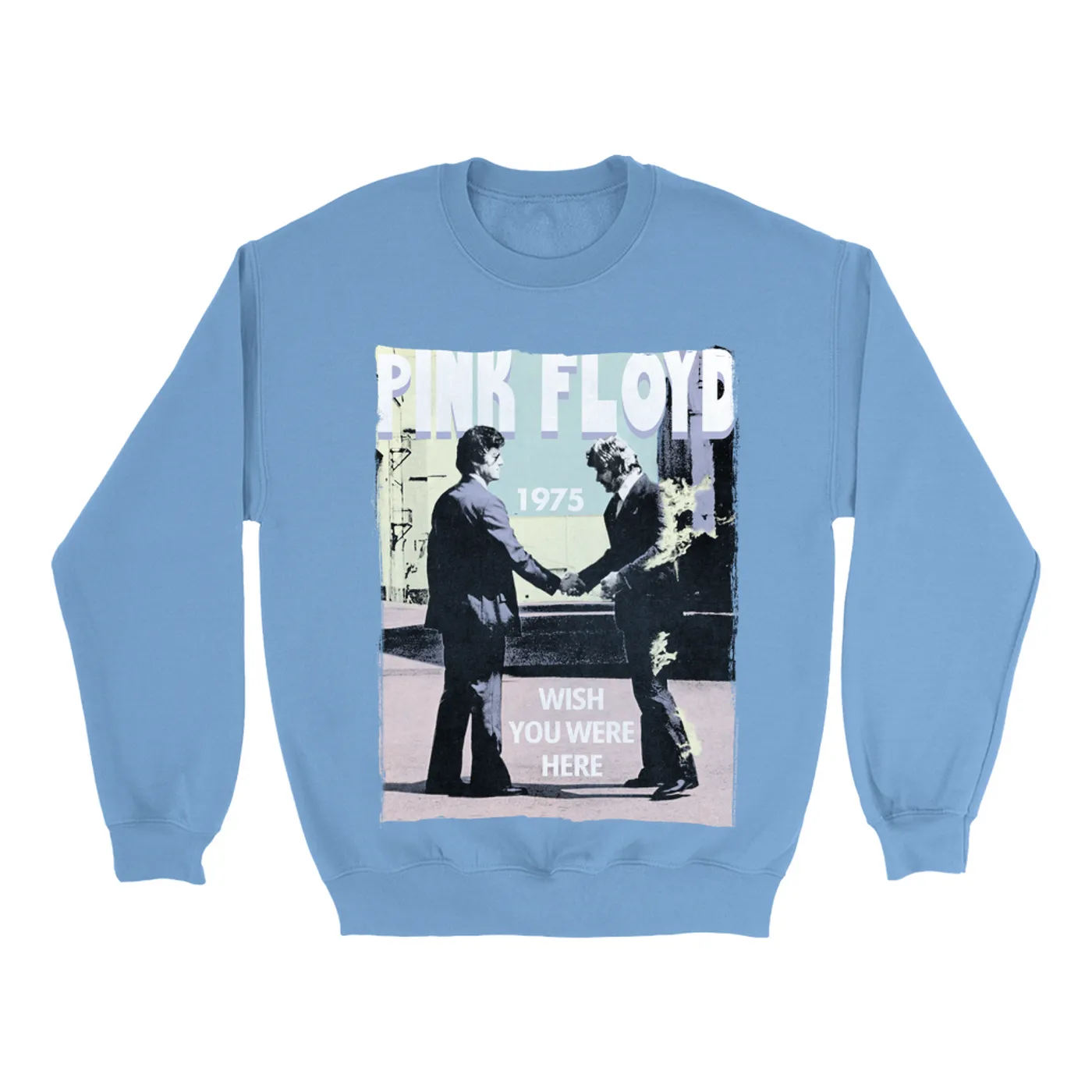 Pink Floyd Bright Colored Sweatshirt | Pastel Wish You Were Here Design Pink Floyd Sweatshirt