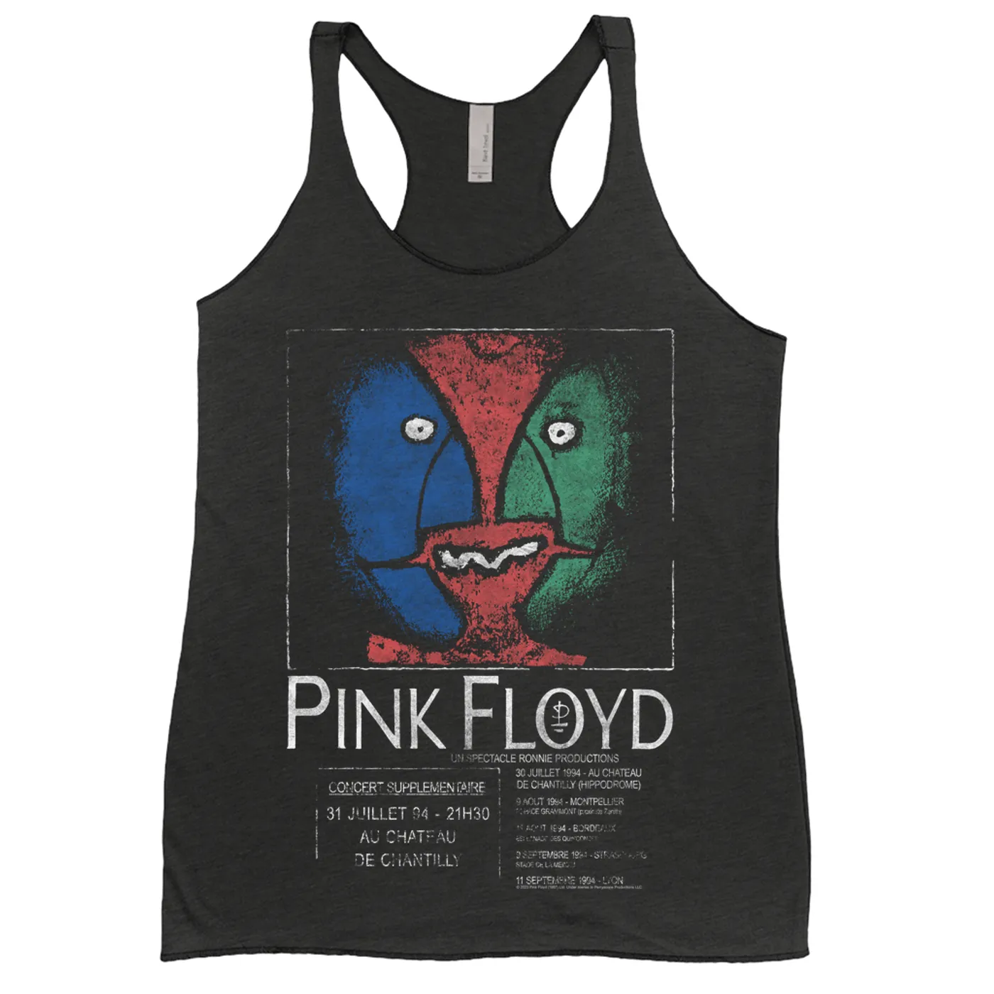 Pink Floyd Ladies' Tank Top | Division Bell France Concert Distressed Pink Floyd Shirt