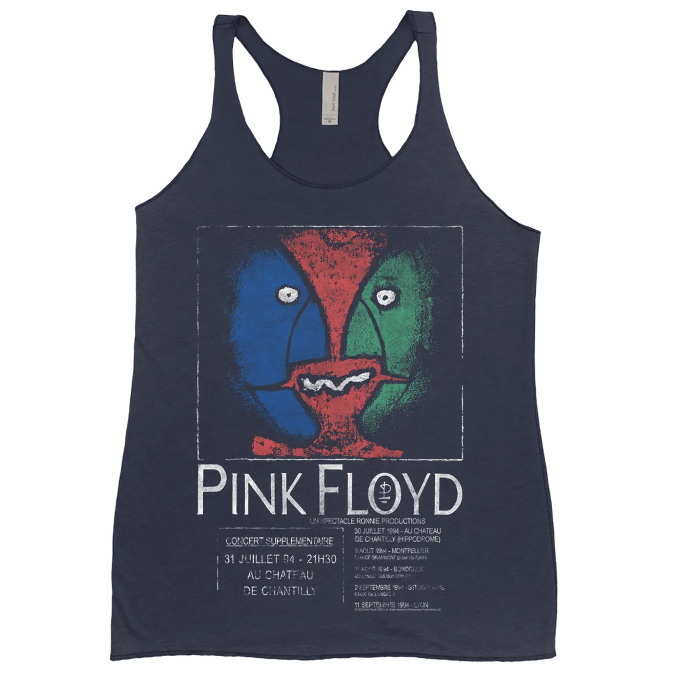 Pink Floyd Ladies' Tank Top | Division Bell France Concert Distressed Pink Floyd Shirt