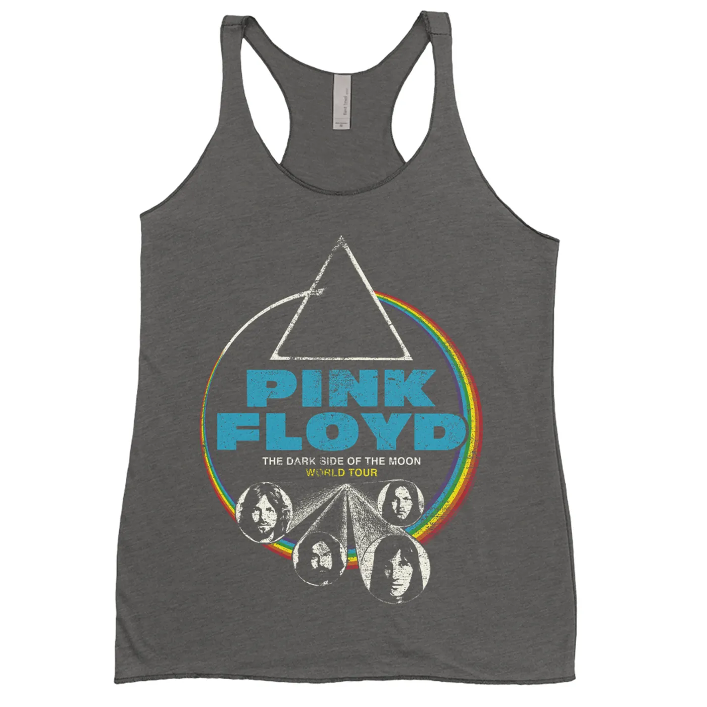 Pink Floyd Ladies' Tank Top | World Tour The Dark Side Of The Moon Design Distressed Pink Floyd Shirt