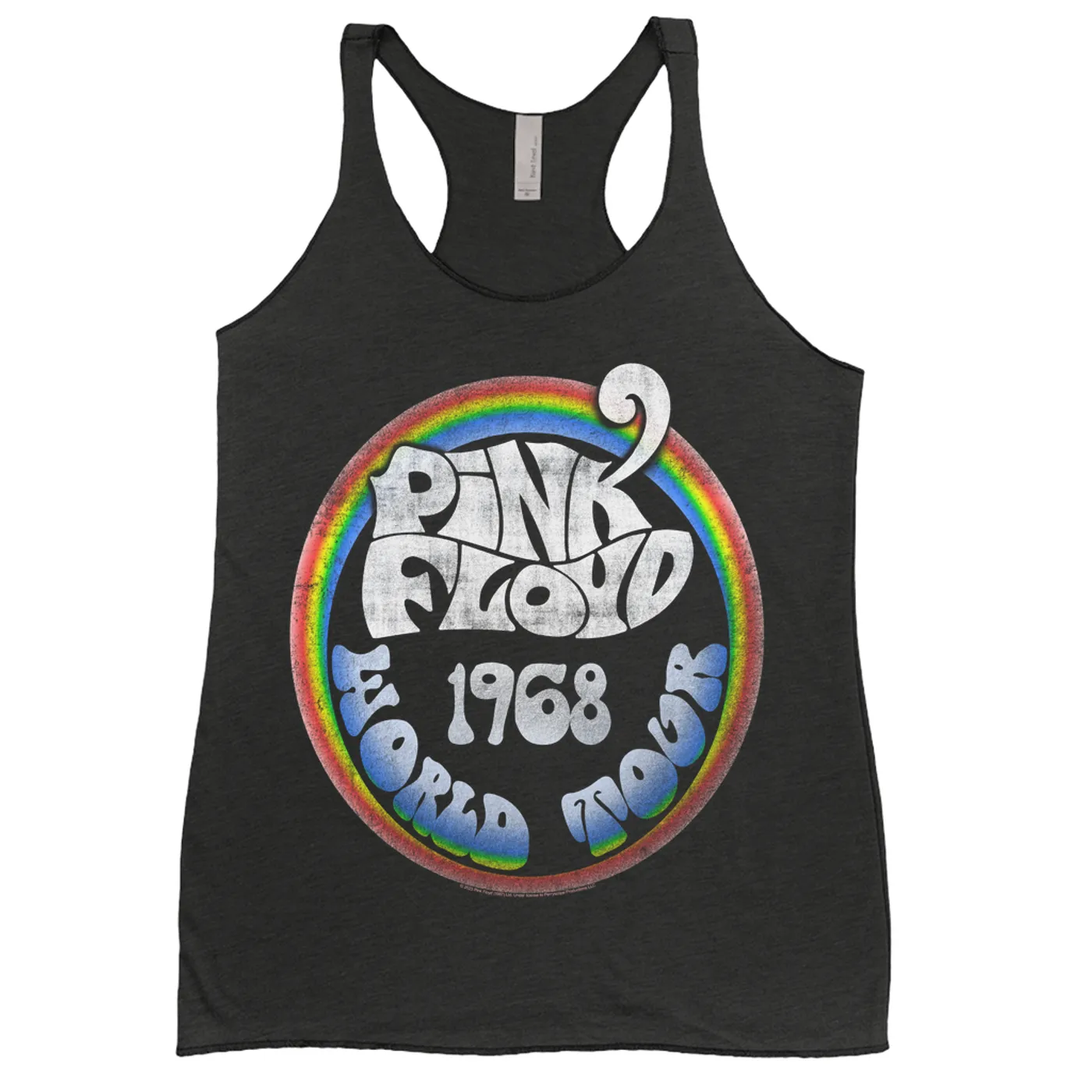 Pink Floyd Ladies' Tank Top | Rainbow Ombre 1968 World Tour Design Distressed Pink Floyd Shirt