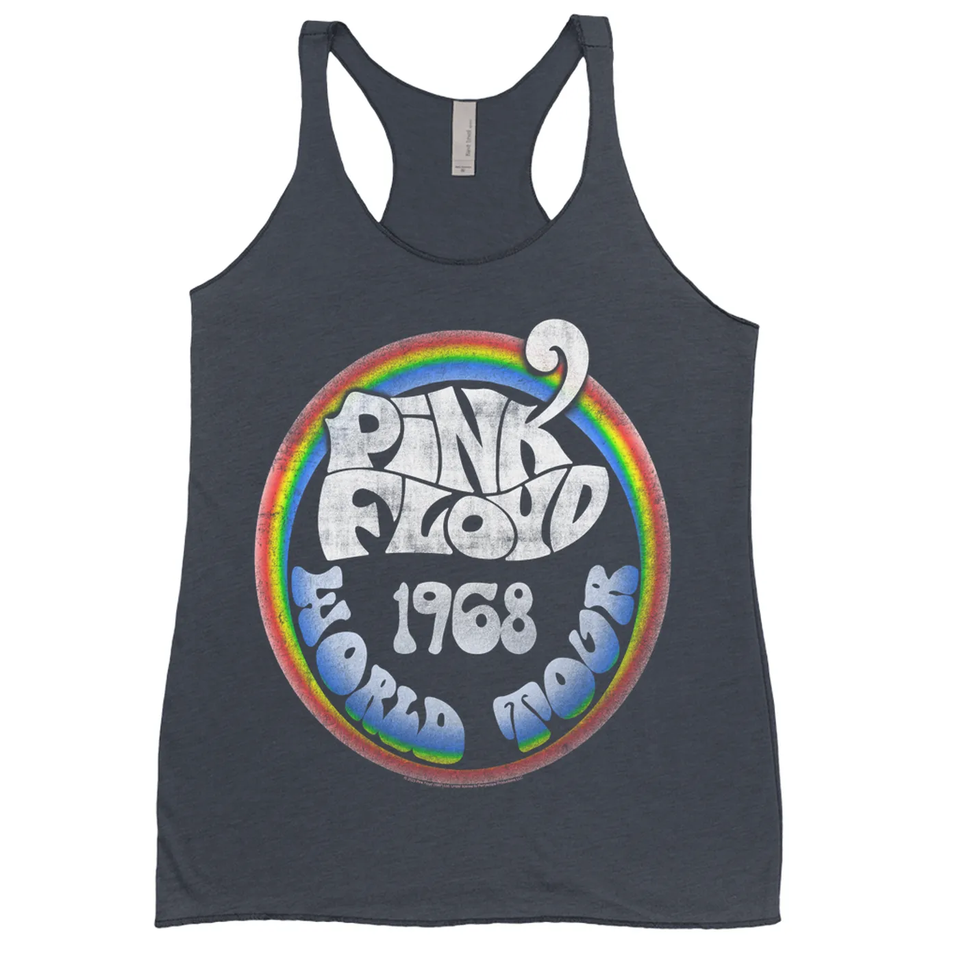 Pink Floyd Ladies' Tank Top | Rainbow Ombre 1968 World Tour Design Distressed Pink Floyd Shirt