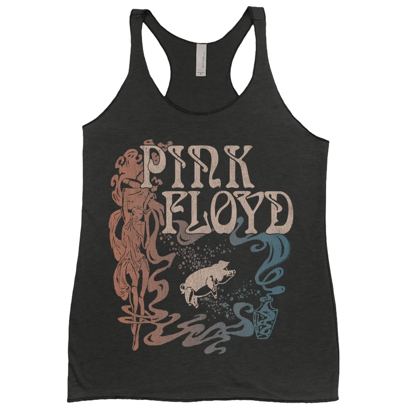Pink Floyd Ladies' Tank Top | On Stage Vintage Art Nouveau Animals Design Pink Floyd Shirt