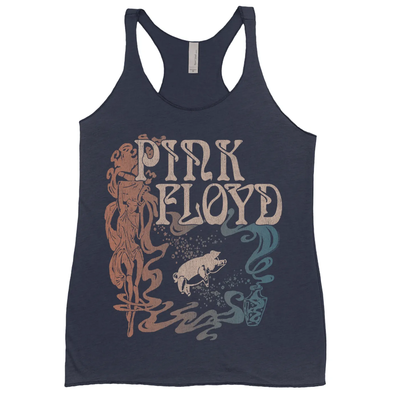 Pink Floyd Ladies' Tank Top | On Stage Vintage Art Nouveau Animals Design Pink Floyd Shirt