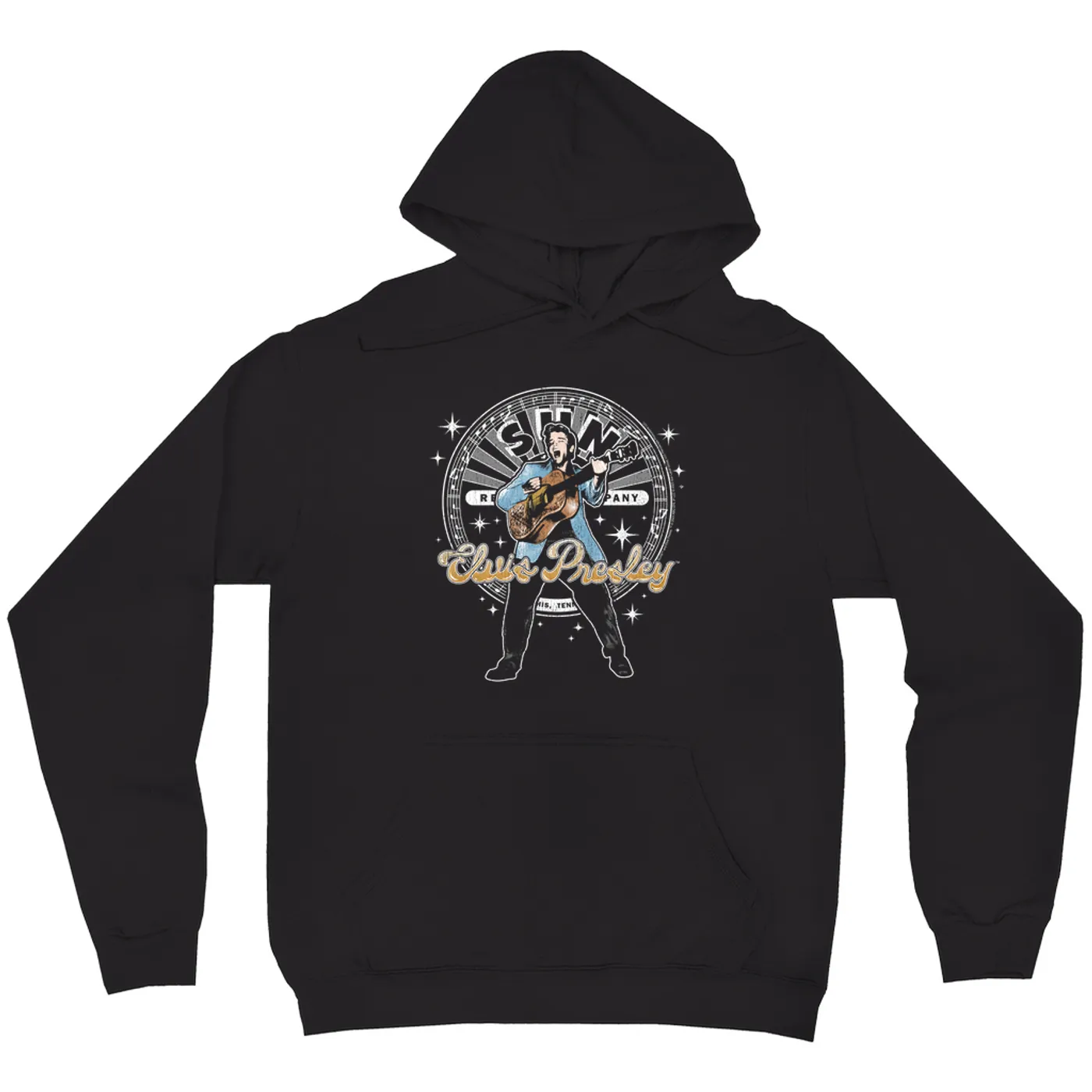 Sun Records Hoodie | Singing Elvis Presley With Record Label Logo Sun Records Hoodie