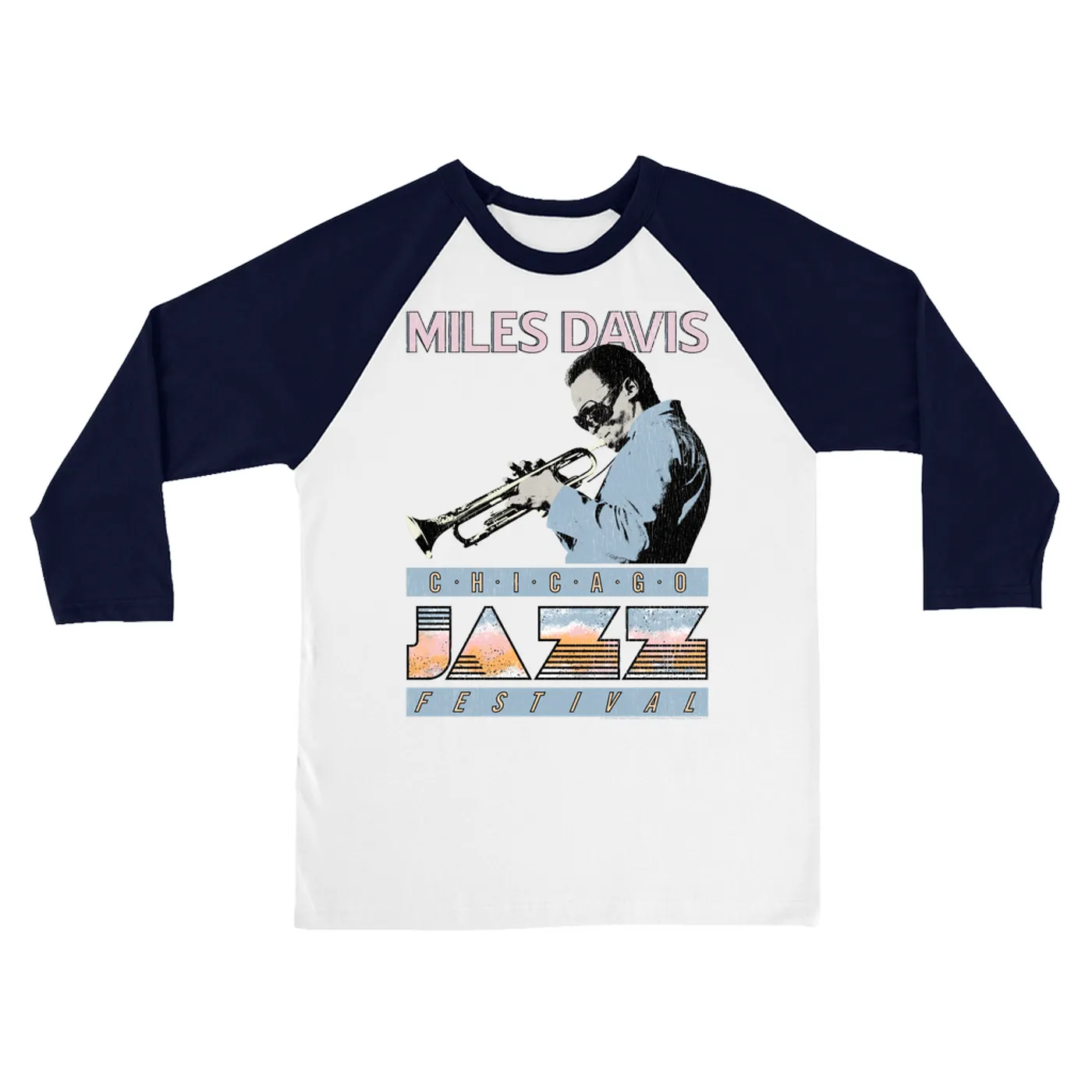 Miles Davis 3/4 Sleeve Baseball Tee | Jazz Festival Chicago (Merchbar Exclusive) Miles Davis Shirt