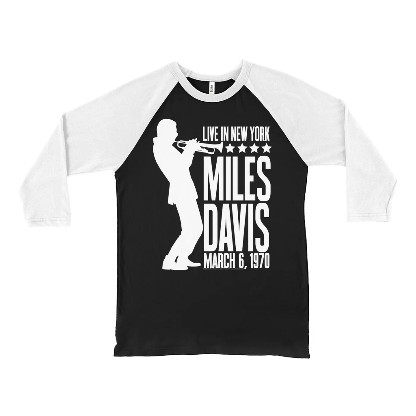 Miles Davis 3/4 Sleeve Baseball Tee | Live In New York 1970 Miles Davis Shirt