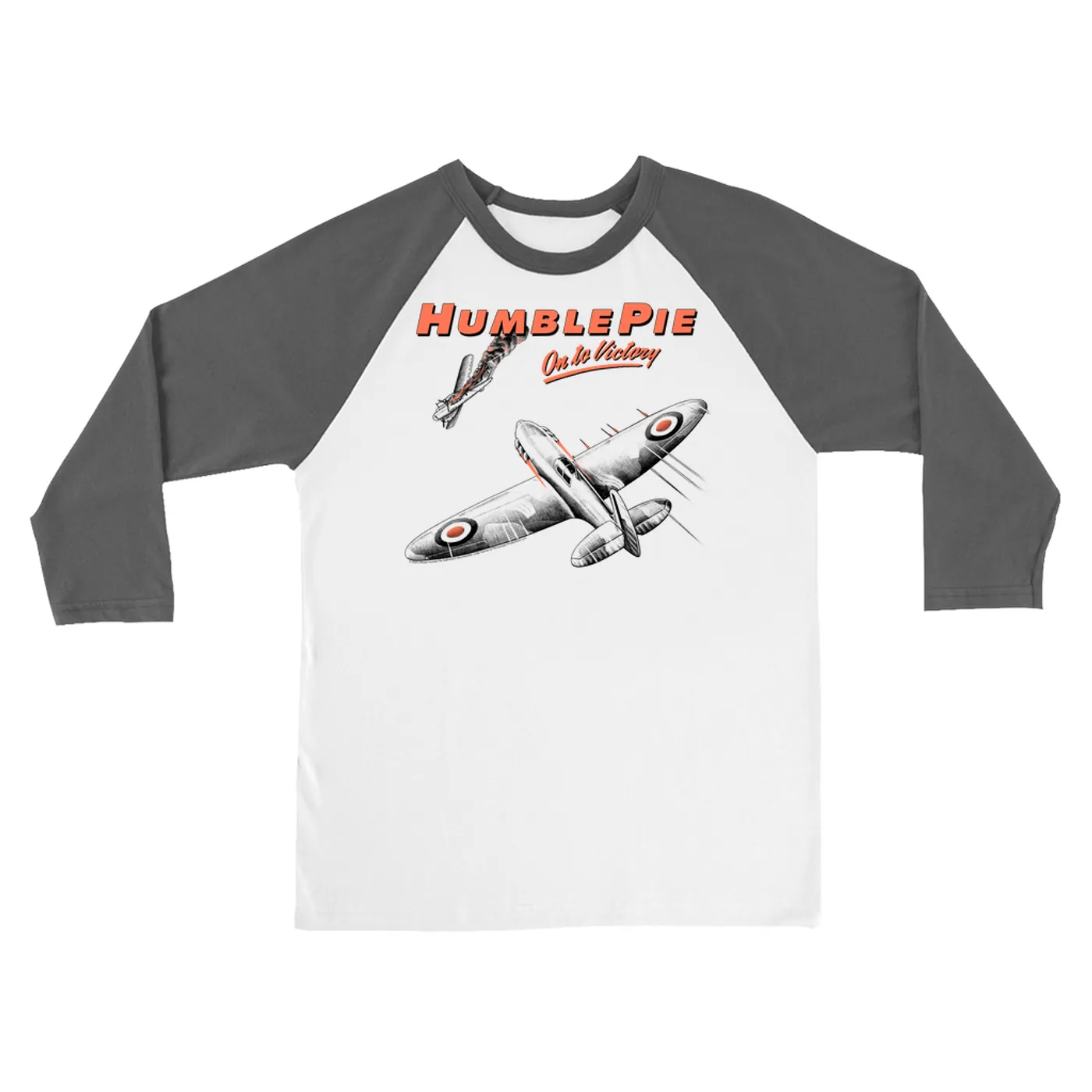 Humble Pie 3/4 Sleeve Baseball Tee | On To Victory Album Design Humble Pie Shirt