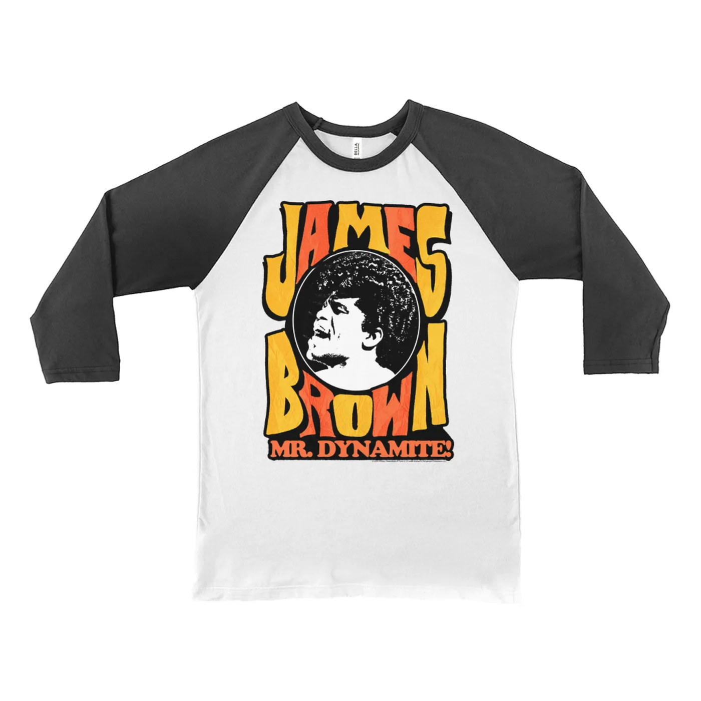 James Brown 3/4 Sleeve Baseball Tee | Yellow Orange Mr. Dynamite James Brown Shirt