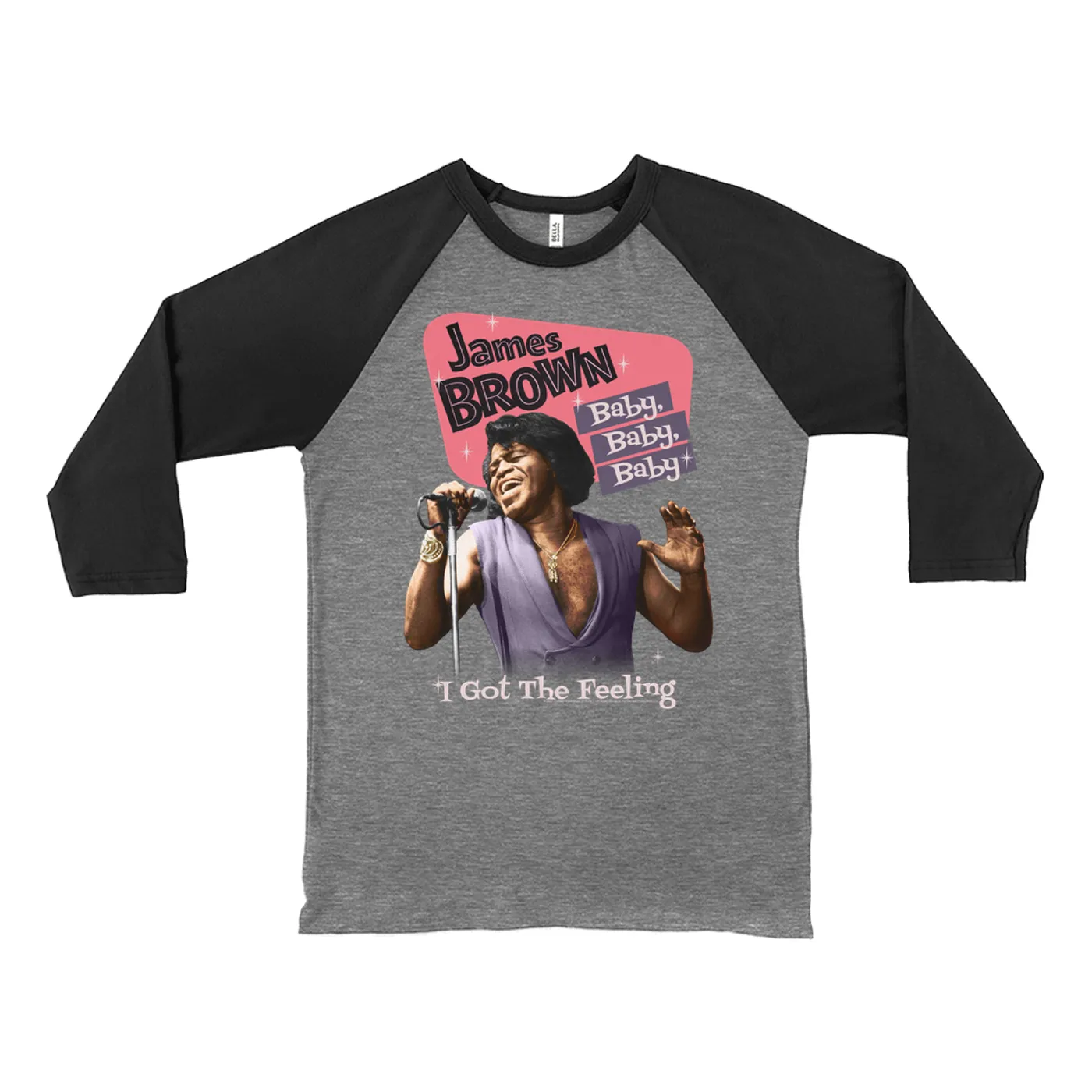 James Brown 3/4 Sleeve Baseball Tee | Baby, I Got The Feeling James Brown Shirt