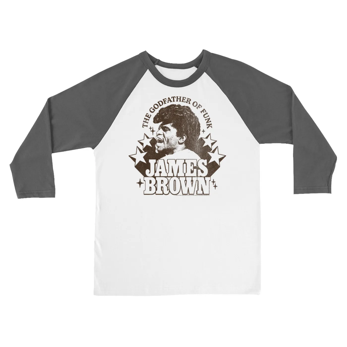 James Brown 3/4 Sleeve Baseball Tee | Godfather Of Funk Star Power James Brown Shirt